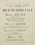 Département de la Drôme. Election à l'Assemblée nationale du10 novembre 1946 : liste du Parti Socialiste S.F.I.O.