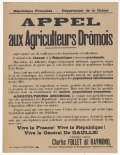 Département de la Drôme. Appel aux Agriculteurs Drômois