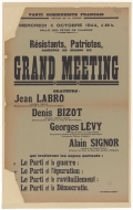 Parti Communiste Français. Région de la Drôme : Résistants, Patriotes, assistez en masse au Grand Meeting