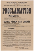 Commissariat de la République de la République des Départements de l'Ain, de l'Ardèche, de la Drôme, de l'Isère, de la Loire, du Rhône, de la Savoie et de la Haute-Savoie. Proclamation [suite à la Libération de Lyon]