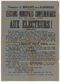 Commune de Mirabel-aux-Barronnies (Drôme). Élections municipales complémentaires du 17 août 1924 : Aux Electeurs !