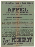 Parti Républicain, Radical et Radical-Socialiste. Élections Législatives du 26 Avril 1936 : Appel du Comité électoral du Citoyen Pécherot aux Electeurs Républicains de la 1re Circonscription de Valence