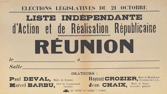 Elections législatives du 21 octobre : liste indépendante d'Action et de Réalisations Républicaines : Réunion 