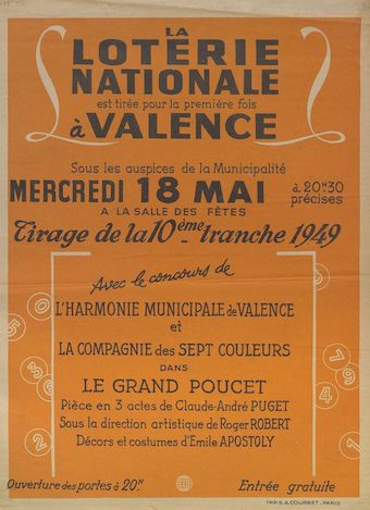 La loterie nationale est tirée pour la première fois à Valence. Sous les auspices de la Municipalité, mercredi 18 mai à la salle des fêtes