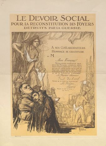 Le devoir social pour la reconstitution des foyers détruits par la guerre : [estampe] / Charles Fouqueray