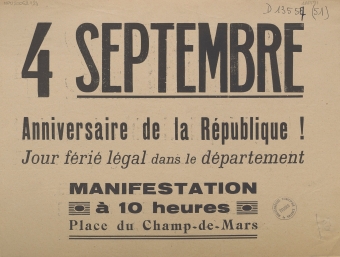 4 septembre : anniversaire de la République !