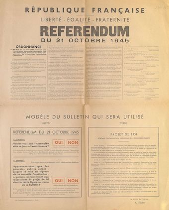 Référendum du 21 octobre 1945. Ordonnance du 17 août 1945 