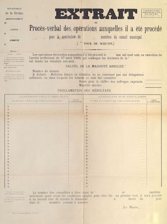 Département de la Drôme : Extrait des procès-verbaux des opérations auxquelles il a été procédé