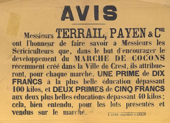 Avis [remise de primes pour encourager le marché de cocons de la ville de Crest]