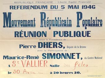 Référendum du 5 mai 1946. Mouvement Républicain Populaire : Réunion publique 