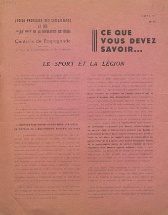 Ce que vous devez savoir…  Le sport et la Légion