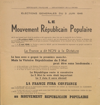 Département de la Drôme. Élections générales du 2 juin 1946 : Mouvement Républicain Populaire