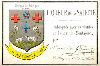 Liqueur de la Salette fabriquée avec les plantes aromatiques de la Montagne de la Salette par Maximin Giraud, le Berger de N.D. de la Salette