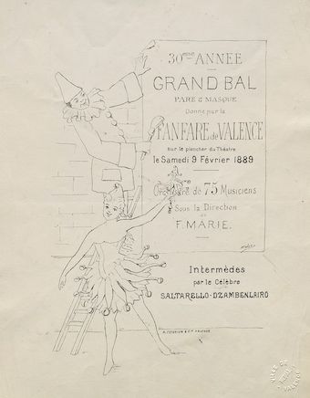 Grand bal paré et masqué donné par la Fanfare de Valence sur le plancher du Théâtre, samedi 9 février 1889