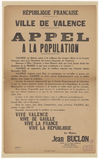 Ville de Valence. Appel à la population