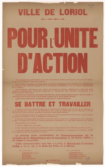 Ville de Loriol. Pour l'unité d'action