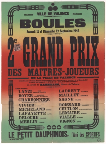 Ville de Valence. Boules : 2e Grand Prix des Maîtres-Joueurs