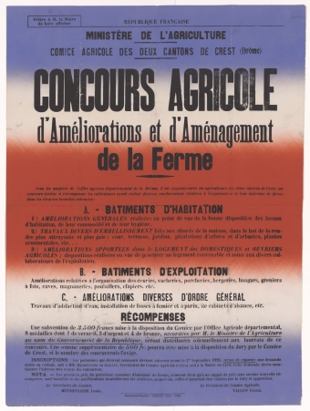 Ministère de l'Agriculture. Comice agricole des deux cantons de Crest (Drôme) : Concours Agricole d'Améliorations et d'Aménagement de la Ferme